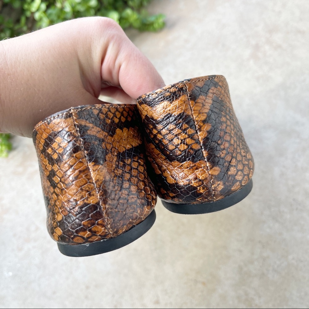 Vince Snakeskin Leather Square Toe Ballet Flats - Picture 4 of 6